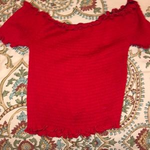 off the shoulder shirt.